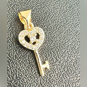 Rose Gold Key Pendant with Crystals